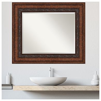 Decorative Bronze Beveled Bathroom Wall Mirror