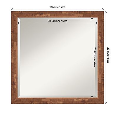 Fresco Light Pecan Beveled Wood Bathroom Wall Mirror