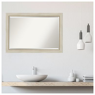 Parthenon Cream Beveled Wood Bathroom Wall Mirror