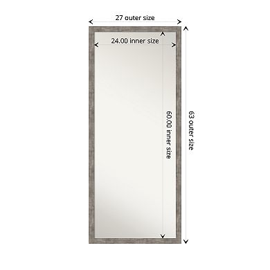 Marred Silver Wood Full Length Floor Leaner Mirror