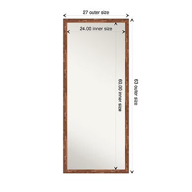 Fresco Dark Walnut Wood Full Length Floor Leaner Mirror