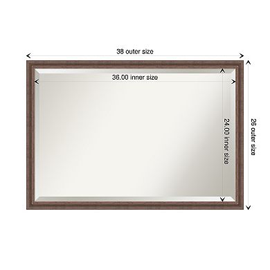 Distressed Rustic Brown Beveled Wood Bathroom Wall Mirror