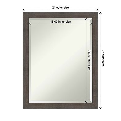 Hardwood Chocolate Narrow Beveled Wood Bathroom Wall Mirror