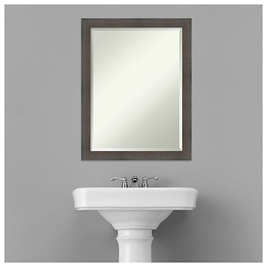 Hardwood Chocolate Narrow Beveled Wood Bathroom Wall Mirror