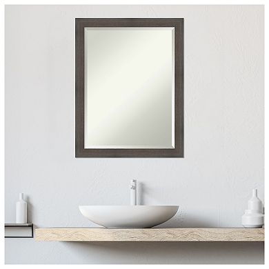 Hardwood Chocolate Narrow Beveled Wood Bathroom Wall Mirror