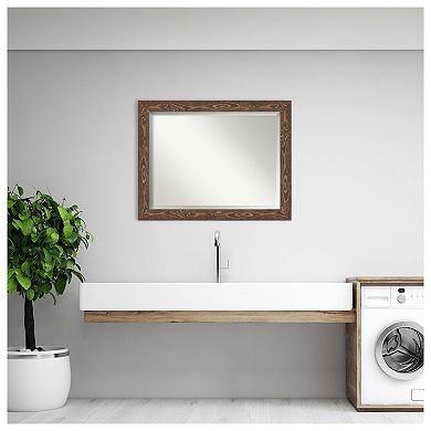 Bridget Brown Beveled Wood Bathroom Wall Mirror