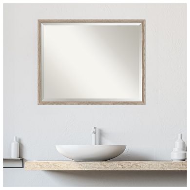 Hardwood Wedge Whitewash Beveled Wood Bathroom Wall Mirror