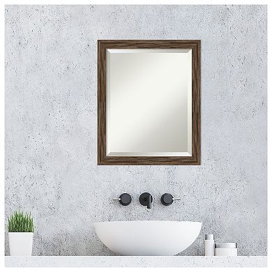 Regis Barnwood Mocha Narrow Beveled Wood Bathroom Wall Mirror