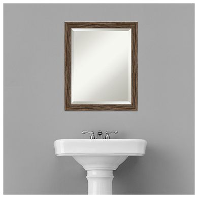 Regis Barnwood Mocha Narrow Beveled Wood Bathroom Wall Mirror