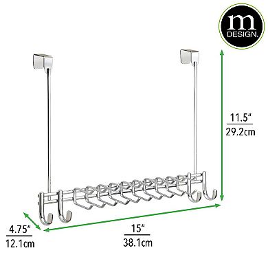 mDesign Metal Over Door Hanging Storage Rack for Ties, Belts, 24 Hooks