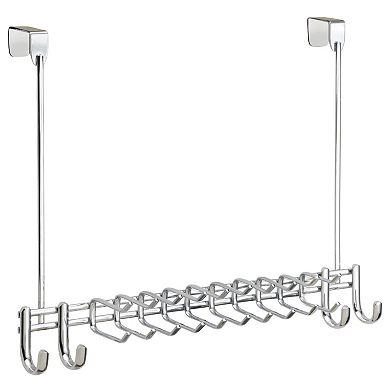 mDesign Metal Over Door Hanging Storage Rack for Ties, Belts, 24 Hooks