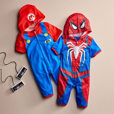 Boys 4-10 Marvel Spider-Man Hooded Pajama Romper