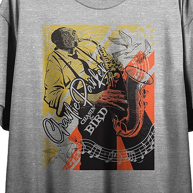 Juniors' Charlie Parker Music Notes Crop Graphic Tee