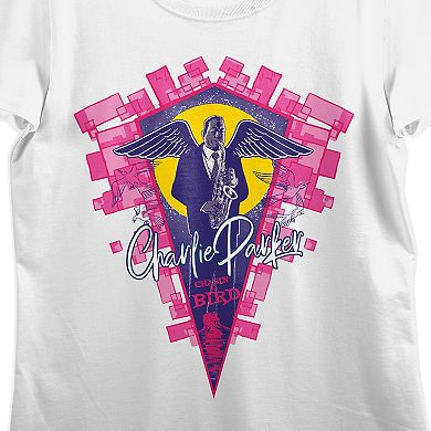 Juniors' Charlie Parker With Angel Graphic Tee