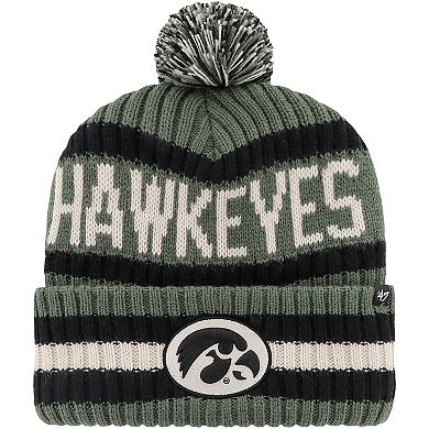 Men's '47 Green Iowa Hawkeyes OHT Military Appreciation Bering Cuffed Knit Hat with Pom