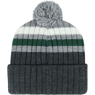 Men's '47 Charcoal Michigan State Spartans Stack Striped Cuffed Knit Hat with Pom