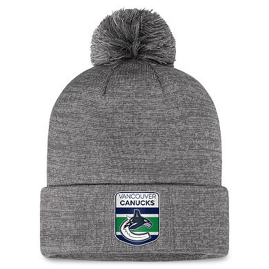 Men's Fanatics Branded  Gray Vancouver Canucks Authentic Pro Home Ice Cuffed Knit Hat with Pom