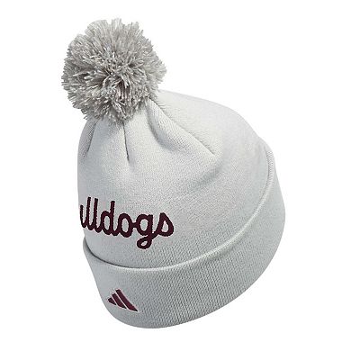 Men's adidas White Mississippi State Bulldogs Cuffed Knit Hat with Pom