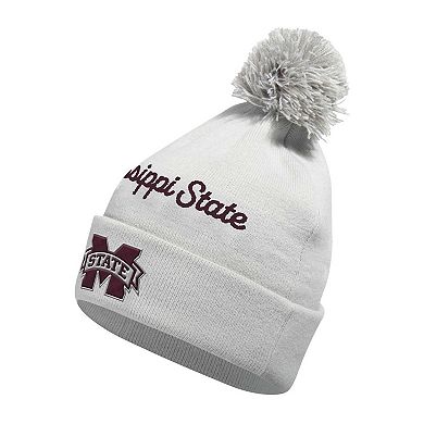 Men's adidas White Mississippi State Bulldogs Cuffed Knit Hat with Pom