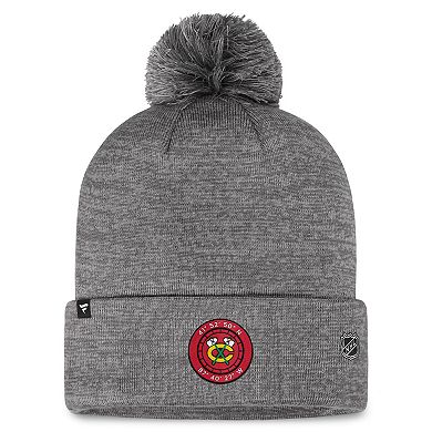 Men's Fanatics Branded  Gray Chicago Blackhawks Authentic Pro Home Ice Cuffed Knit Hat with Pom