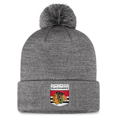 Men's Fanatics Branded  Gray Chicago Blackhawks Authentic Pro Home Ice Cuffed Knit Hat with Pom
