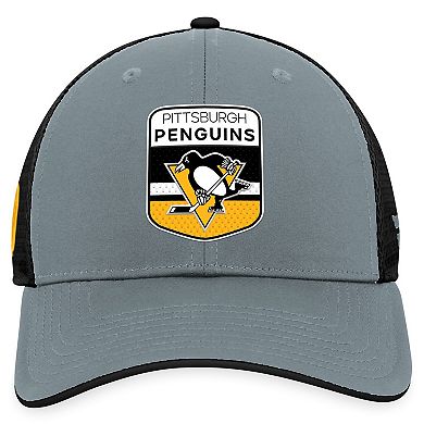 Men's Fanatics Branded  Gray/Black Pittsburgh Penguins Authentic Pro Home Ice Trucker Adjustable Hat