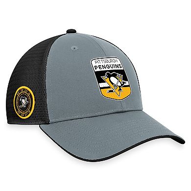 Men's Fanatics Branded  Gray/Black Pittsburgh Penguins Authentic Pro Home Ice Trucker Adjustable Hat