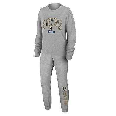 Women's WEAR by Erin Andrews Gray Milwaukee Brewers Knitted Lounge Set