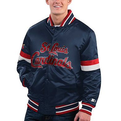 Men's Starter Navy St. Louis Cardinals Home Game Satin Full-Snap Varsity Jacket