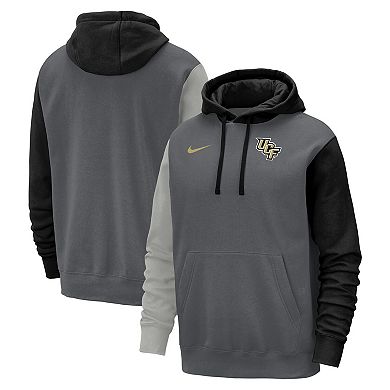 Men's Nike Graphite UCF Knights Color Block Club Fleece Pullover Hoodie