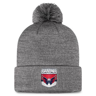 Men's Fanatics Branded  Gray Washington Capitals Authentic Pro Home Ice Cuffed Knit Hat with Pom