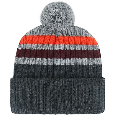 Men's '47 Charcoal Virginia Tech Hokies Stack Striped Cuffed Knit Hat with Pom