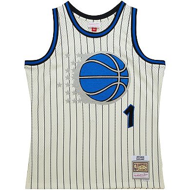 Men's Mitchell & Ness Penny Hardaway Cream Orlando Magic Chainstitch Swingman Jersey