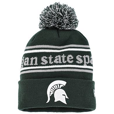 Youth New Era Green Michigan State Spartans Marquee Cuffed Knit Hat with Pom