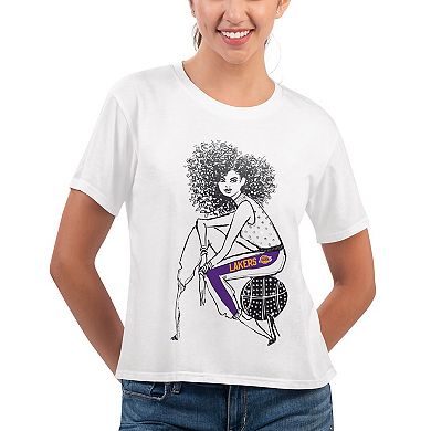 Women's G-III 4Her by Carl Banks White Los Angeles Lakers Play the Ball Cropped T-Shirt