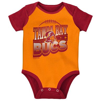 Newborn & Infant Mitchell & Ness Orange/Red Tampa Bay Buccaneers Throwback Big Score Creeper Bib and Bootie Set