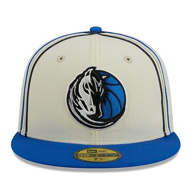 Men's New Era Cream/Blue Dallas Mavericks Piping 2-Tone 59FIFTY Fitted Hat