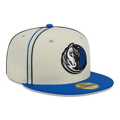 Men's New Era Cream/Blue Dallas Mavericks Piping 2-Tone 59FIFTY Fitted Hat