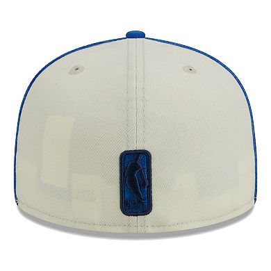 Men's New Era Cream/Blue Dallas Mavericks Piping 2-Tone 59FIFTY Fitted Hat