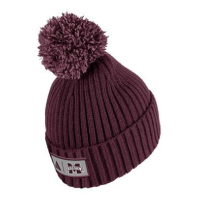 Men's adidas Maroon Mississippi State Bulldogs Modern Ribbed Cuffed Knit Hat with Pom