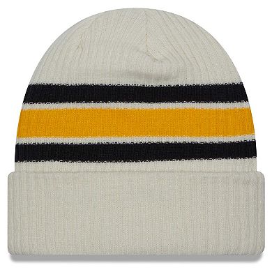 Men's New Era Cream West Virginia Mountaineers Vintage Cuffed Knit Hat