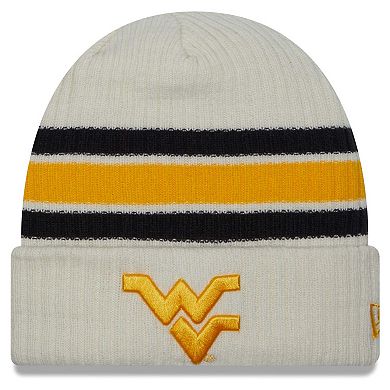 Men's New Era Cream West Virginia Mountaineers Vintage Cuffed Knit Hat