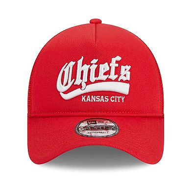 Men's New Era Red Kansas City Chiefs Caliber Trucker 9FORTY Adjustable Hat