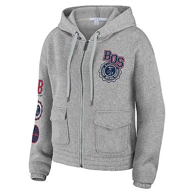 Women's WEAR by Erin Andrews Gray Boston Red Sox Full-Zip Hoodie