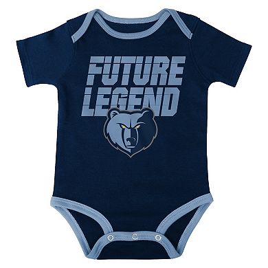 Infant Navy/Light Blue/Gray Memphis Grizzlies Bank Shot Bodysuit, Hoodie T-Shirt & Shorts Set