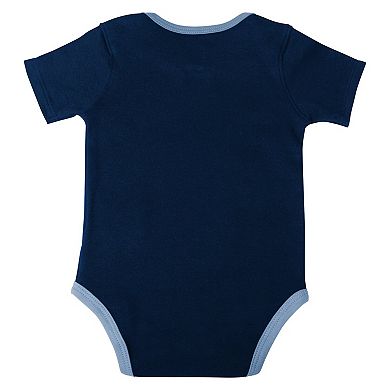 Infant Navy/Light Blue/Gray Memphis Grizzlies Bank Shot Bodysuit, Hoodie T-Shirt & Shorts Set