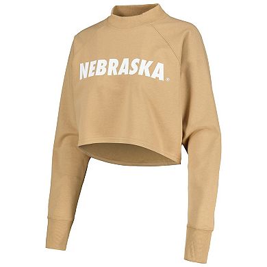 Women's Tan Nebraska Huskers Raglan Cropped Sweatshirt & Sweatpants Set