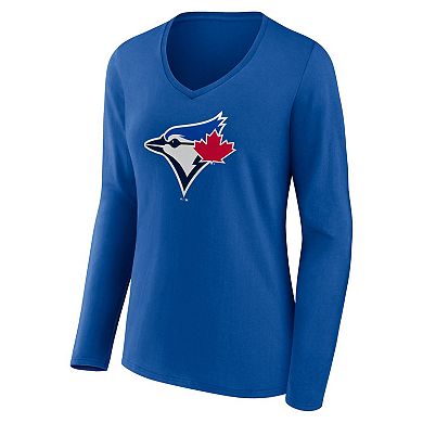 Women's Fanatics Branded Royal Toronto Blue Jays Official Logo V-Neck Long Sleeve T-Shirt