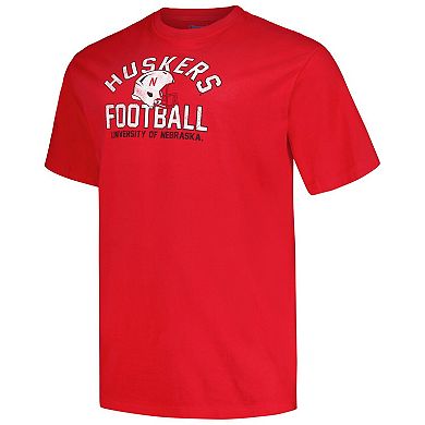 Men's Champion Scarlet Nebraska Huskers Big & Tall Football Helmet T-Shirt