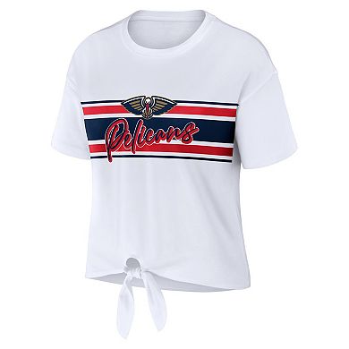 Women's WEAR by Erin Andrews White New Orleans Pelicans Tie-Front T-Shirt